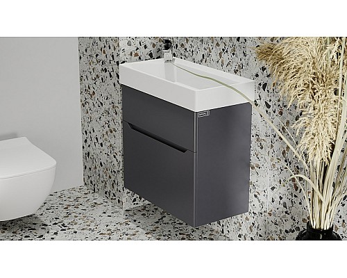 Тумба под раковину Raval Brik 55 Brk.01.55/P/A/RL подвесная Антрацит
