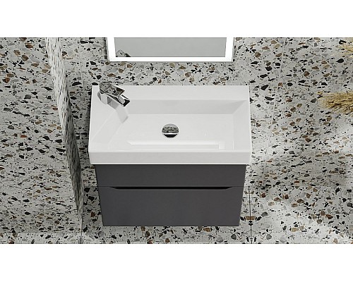 Тумба под раковину Raval Brik 55 Brk.01.55/P/A/RL подвесная Антрацит