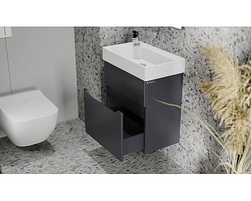 Тумба под раковину Raval Brik 55 Brk.01.55/P/A/RL подвесная Антрацит