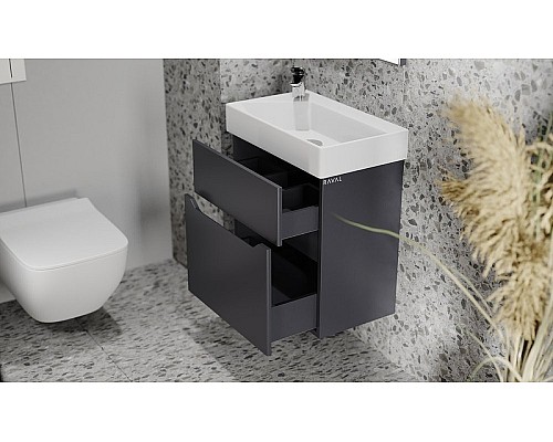 Тумба под раковину Raval Brik 55 Brk.01.55/P/A/RL подвесная Антрацит