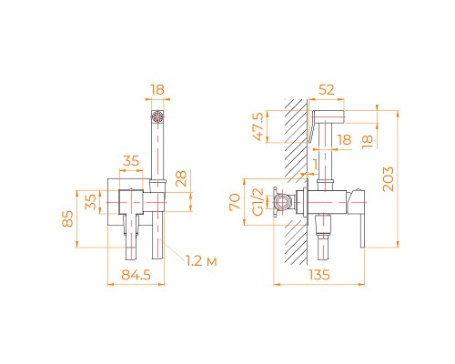 Гигиенический душ со смесителем RGW Shower Panels SP-212Gr Серый брашированный