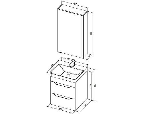 Комплект мебели для ванной Aquanet София 50 274191 подвесной Белый глянец