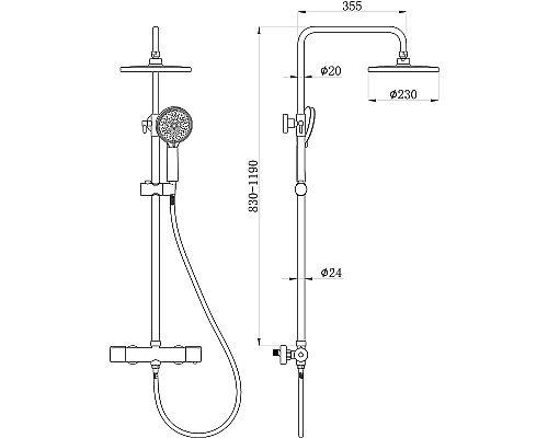 Душевая система beWash BV0TMSS6120 с термостатом Хром
