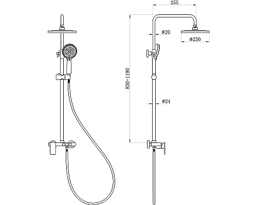 Душевая система beWash BV1MMSS6666 Черная матовая