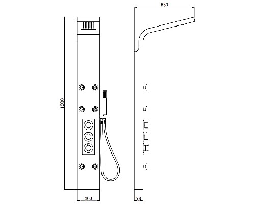 Душевая панель beWash BV6TMSP3024 с гидромассажем Бамбук