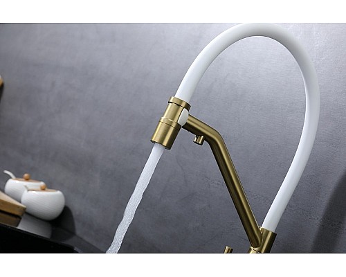 Смеситель для кухни Raglo R81.62.03 Золото матовое Белый