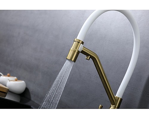 Смеситель для кухни Raglo R81.62.03 Золото матовое Белый