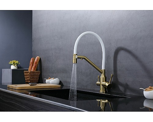 Смеситель для кухни Raglo R81.62.03 Золото матовое Белый