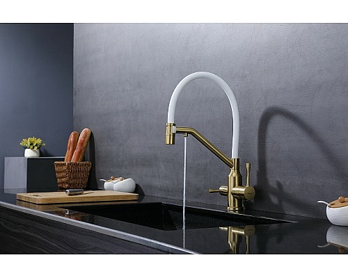 Смеситель для кухни Raglo R81.62.03 Золото матовое Белый