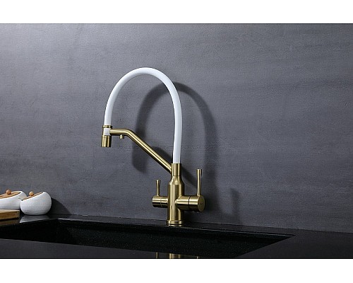 Смеситель для кухни Raglo R81.62.03 Золото матовое Белый
