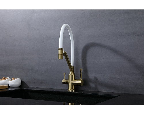 Смеситель для кухни Raglo R81.62.03 Золото матовое Белый