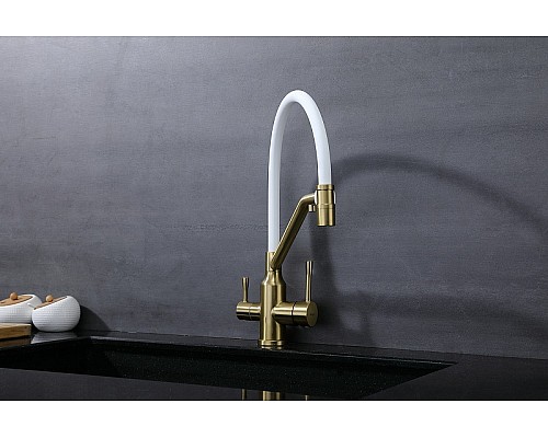 Смеситель для кухни Raglo R81.62.03 Золото матовое Белый