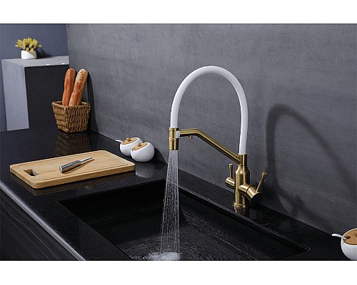 Смеситель для кухни Raglo R81.62.03 Золото матовое Белый