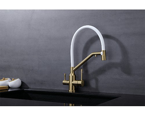 Смеситель для кухни Raglo R81.62.03 Золото матовое Белый
