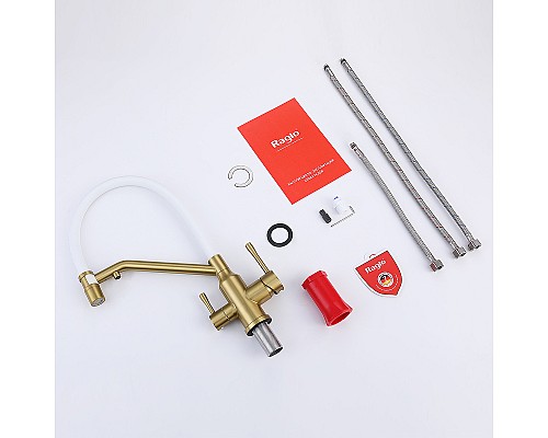 Смеситель для кухни Raglo R81.62.03 Золото матовое Белый