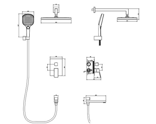 Душевая система Raglo R30.27.06 Черная матовая