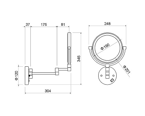 Косметическое зеркало Aquatek AQ4915CR с подсветкой Хром