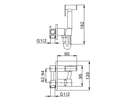 Гигиенический душ со смесителем Splenka S96.52 Хром