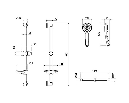 Душевой гарнитур Aquatek Бетта 3jet AQ2013MB Черный матовый