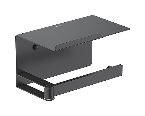 Держатель туалетной бумаги Aquatek Лира AQ4929MB с полкой Черный матовый