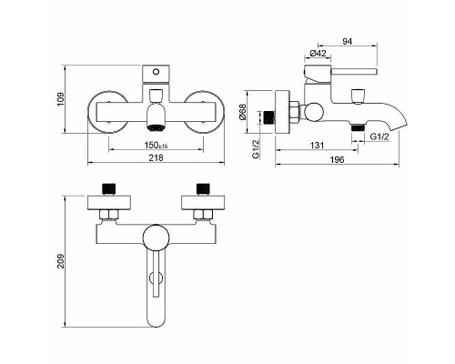 Смеситель для ванны Aquatek Европа AQ1340MB Черный матовый