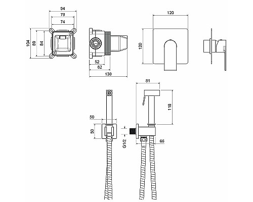 Гигиенический душ со смесителем Aquatek Лира AQ1419MB Черный матовый