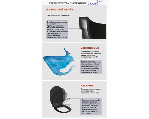 Унитаз Ceruttispa Orlter Aria MBF CT10017 подвесной Черный матовый с сиденьем Микролифт