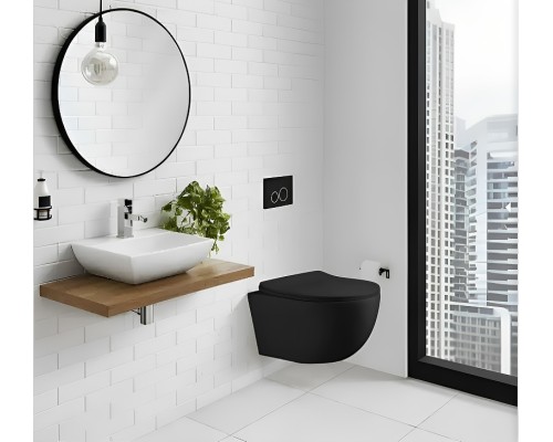 Унитаз Ceruttispa Orlter Aria MBF CT10017 подвесной Черный матовый с сиденьем Микролифт