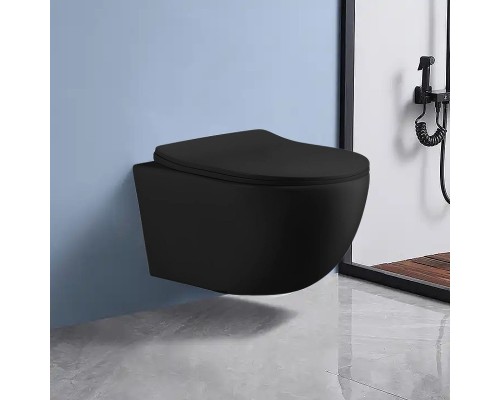 Унитаз Ceruttispa Orlter Aria MBF CT10017 подвесной Черный матовый с сиденьем Микролифт