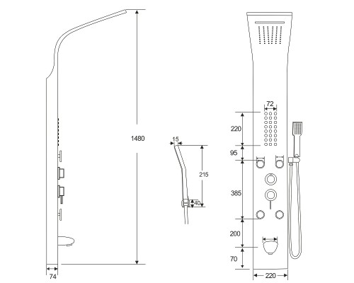 Душевая панель Ceruttispa Victoria BK CT9981 с гидромассажем Черная