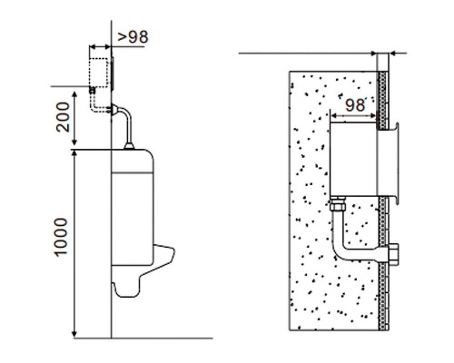 Смывное устройство для писсуара Creavit ES4810 Черное