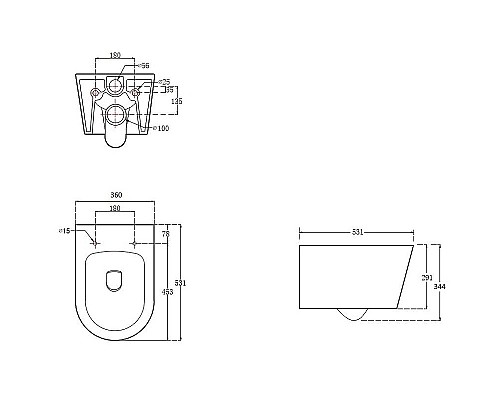 Комплект унитаза с инсталляцией Aquatek Set Aquatek Оберон T KDI18 с сиденьем Микролифт  и клавишей смыва Хром глянцевый