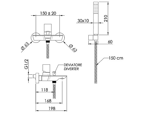 Смеситель для ванны Remer Edge EG502 Хром