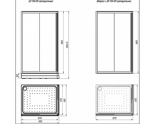 Душевой уголок Radomir Дрим 110x90 R 1-03-6-2-0-1220 профиль Черный стекло прозрачное