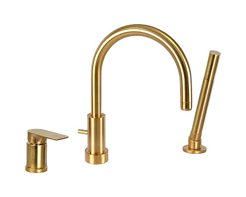 Смеситель на борт ванны Remer Infinity I07BG Золото брашированное