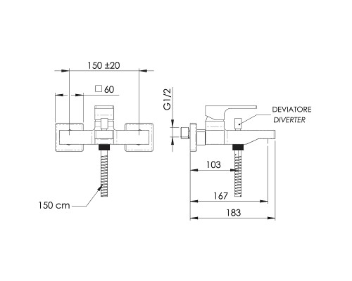 Смеситель для ванны Remer Absolute AU02NP Никель брашированный