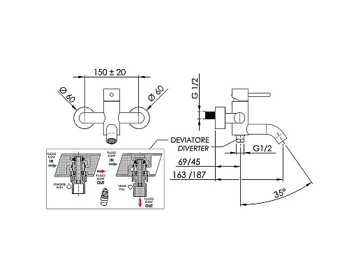 Смеситель для ванны Remer X-Style X05BG Золото брашированное