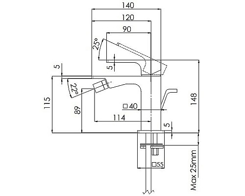Смеситель для биде Remer Absolute AU20CFP Черный брашированный хром