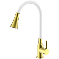 Смеситель для кухни Splenka S201.4308.03 Золото матовое Белый