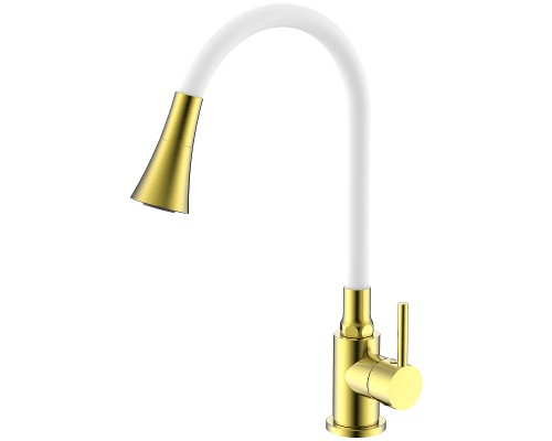 Смеситель для кухни Splenka S201.4308.03 Золото матовое Белый