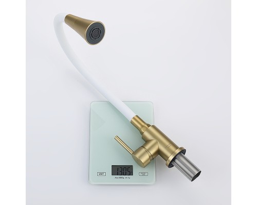 Смеситель для кухни Splenka S201.4308.03 Золото матовое Белый