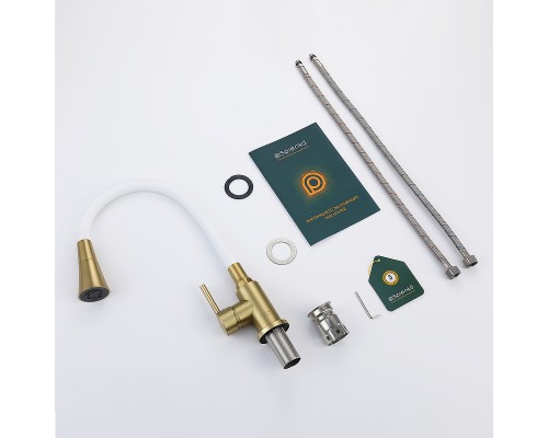 Смеситель для кухни Splenka S201.4308.03 Золото матовое Белый