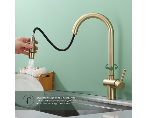 Смеситель для кухни Splenka S204.49.03 Золото матовое