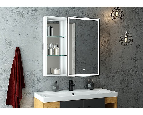 Зеркальный шкаф Bellezza Марта 80 R 4646613021016 с подсветкой Белый