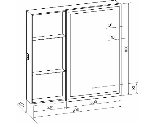 Зеркальный шкаф Bellezza Марта 80 R 4646613021016 с подсветкой Белый