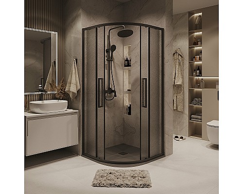 Душевой уголок Grossman Cosmo 100х100 301.K33.02.1010.21.02 профиль Черный матовый стекло шиншилла