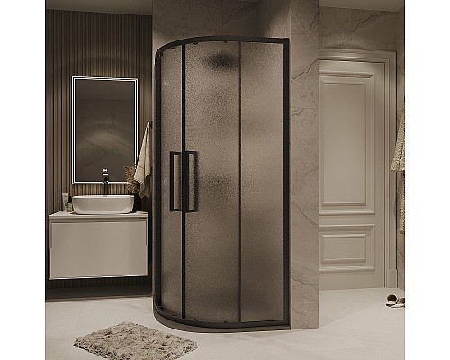 Душевой уголок Grossman Cosmo 100х100 301.K33.02.1010.21.02 профиль Черный матовый стекло шиншилла