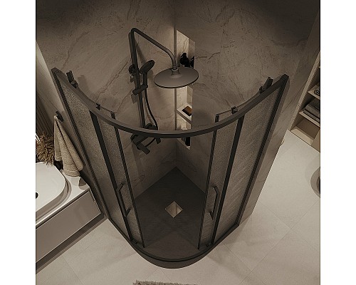 Душевой уголок Grossman Cosmo 100х100 301.K33.02.1010.21.02 профиль Черный матовый стекло шиншилла