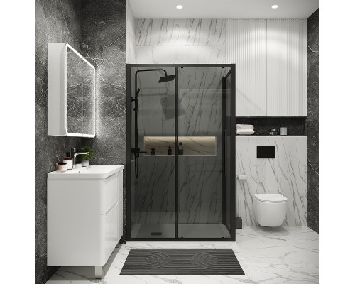 Душевой уголок Grossman Cosmo 100х90 120.K33.02.1090.21.10 профиль Черный матовый стекло тонированное