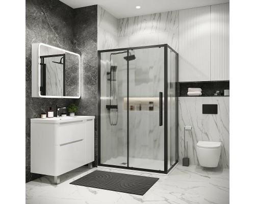 Душевая стенка Grossman Cosmo 90 200.K33.02.90.21.02 профиль Черный матовый стекло шиншилла